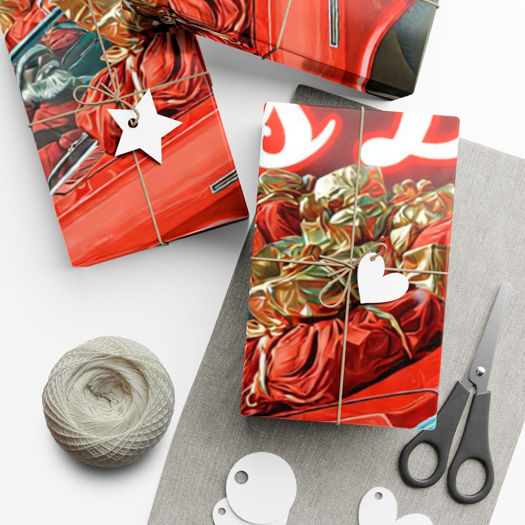 Vintage Santa's Bag Gift Wrap Papers, Holiday Wrapping Paper, Christmas Gift Wrap, Festive Gift Wrap, Retro Santa Paper