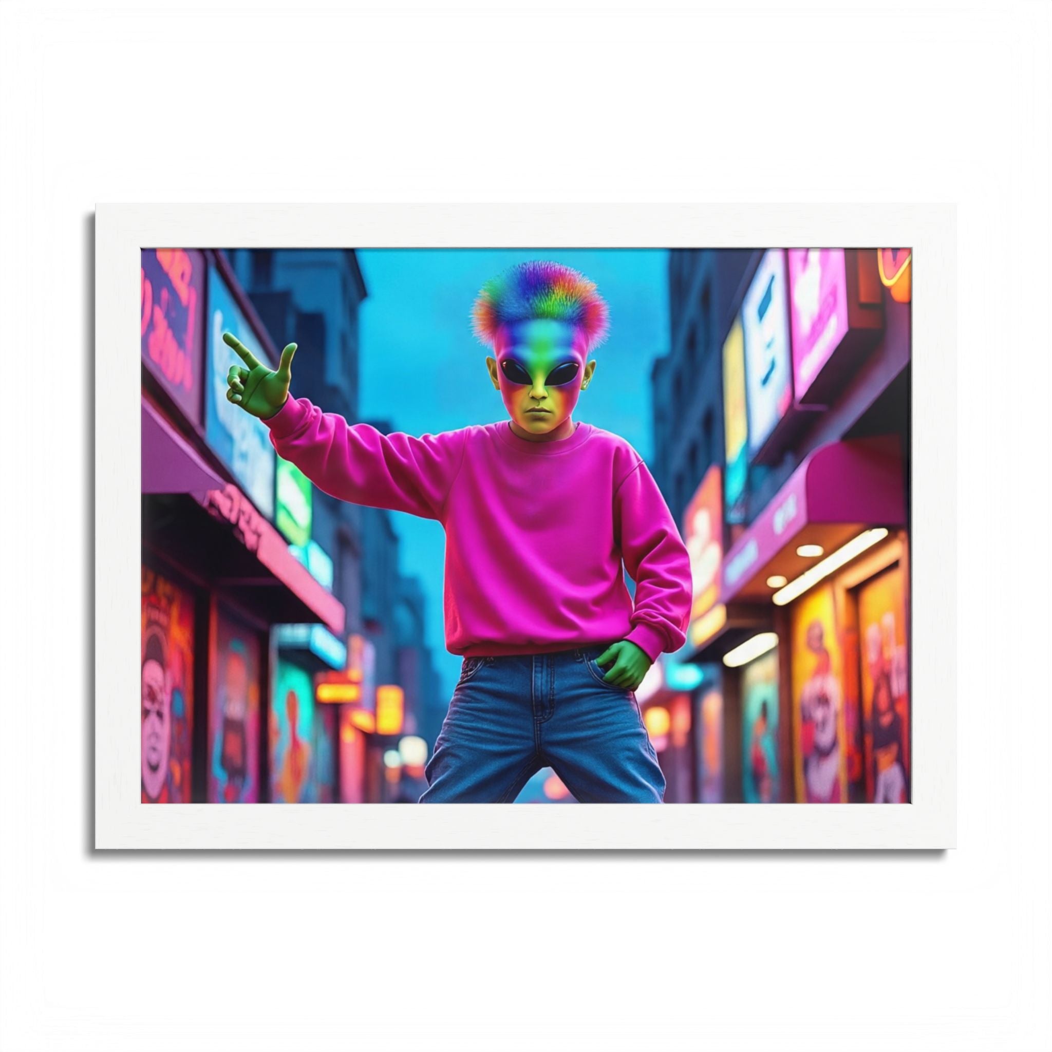 Vibrant Framed Poster, Colorful Wall Art for Home Décor, Funky Room Decoration, Unique Gift for Art Lovers, Retro Vibes, Pop Culture