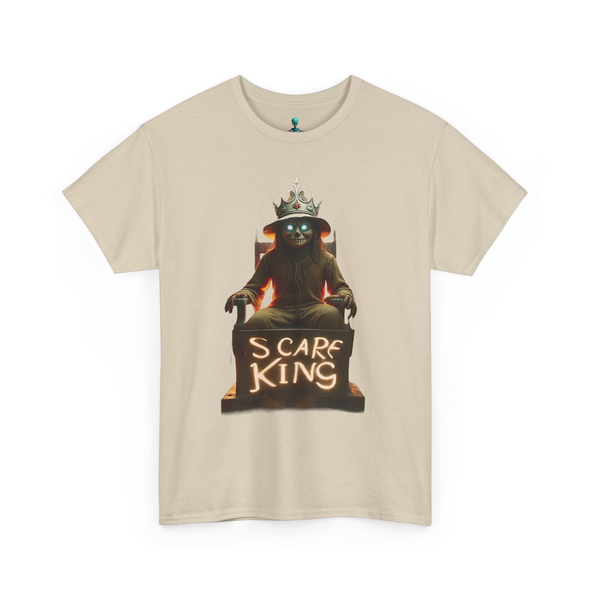 VYBZ Scare King Unisex Heavy Cotton Tee, Halloween Shirt, Horror Tee, Graphic T-Shirt, Scary Costume Top, Gift for Spooky Lovers
