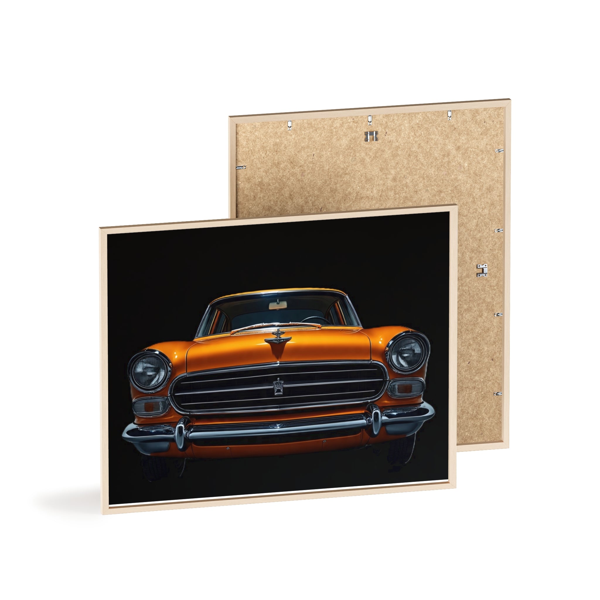 Classic Car Art Poster with Wooden Frame, Vintage Auto Decor, Gift for Car Lovers, Retro Wall Art, Home & Office Decoration