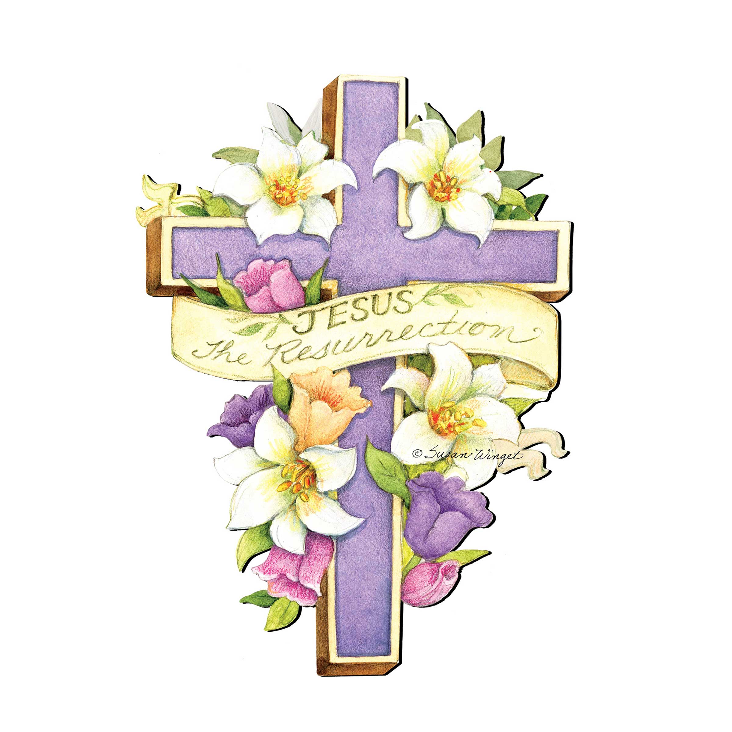 Easter Cross He is Risen Door Decor by Susan Winget - EasterSpring Decor - 8471303H-SW-4