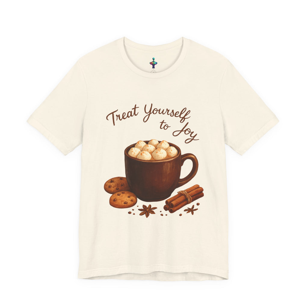 Hot Cocoa Tee — "Treat Yourself to Joy" Holiday Graphic Shirt