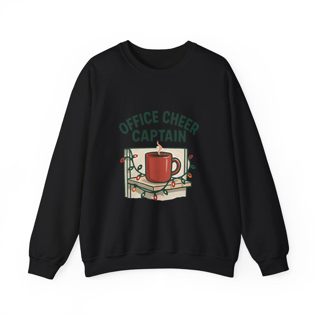 Crewneck Sweatshirt — "Office Cheer Captain" Holiday Coffee Crew