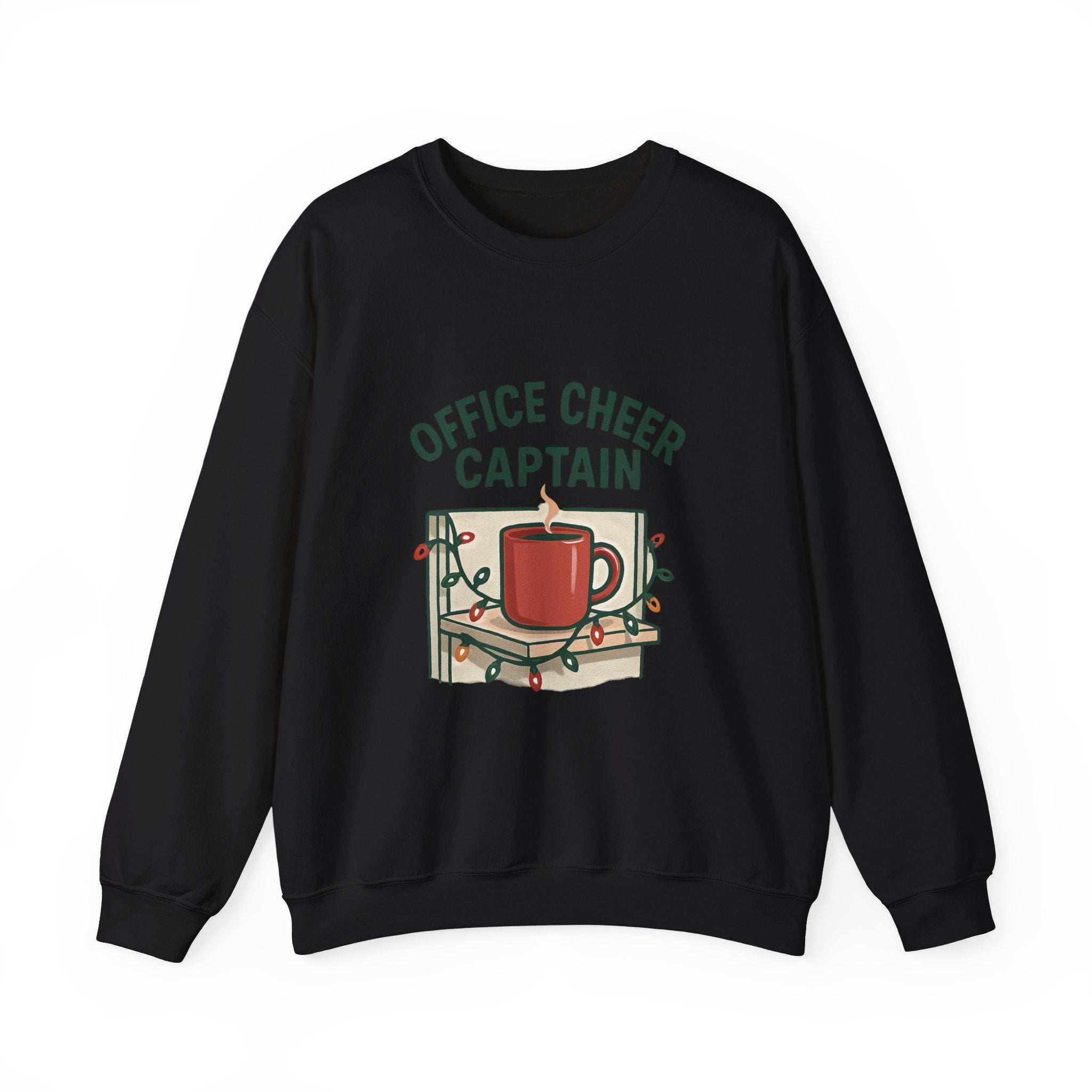 Crewneck Sweatshirt — "Office Cheer Captain" Holiday Coffee Crew