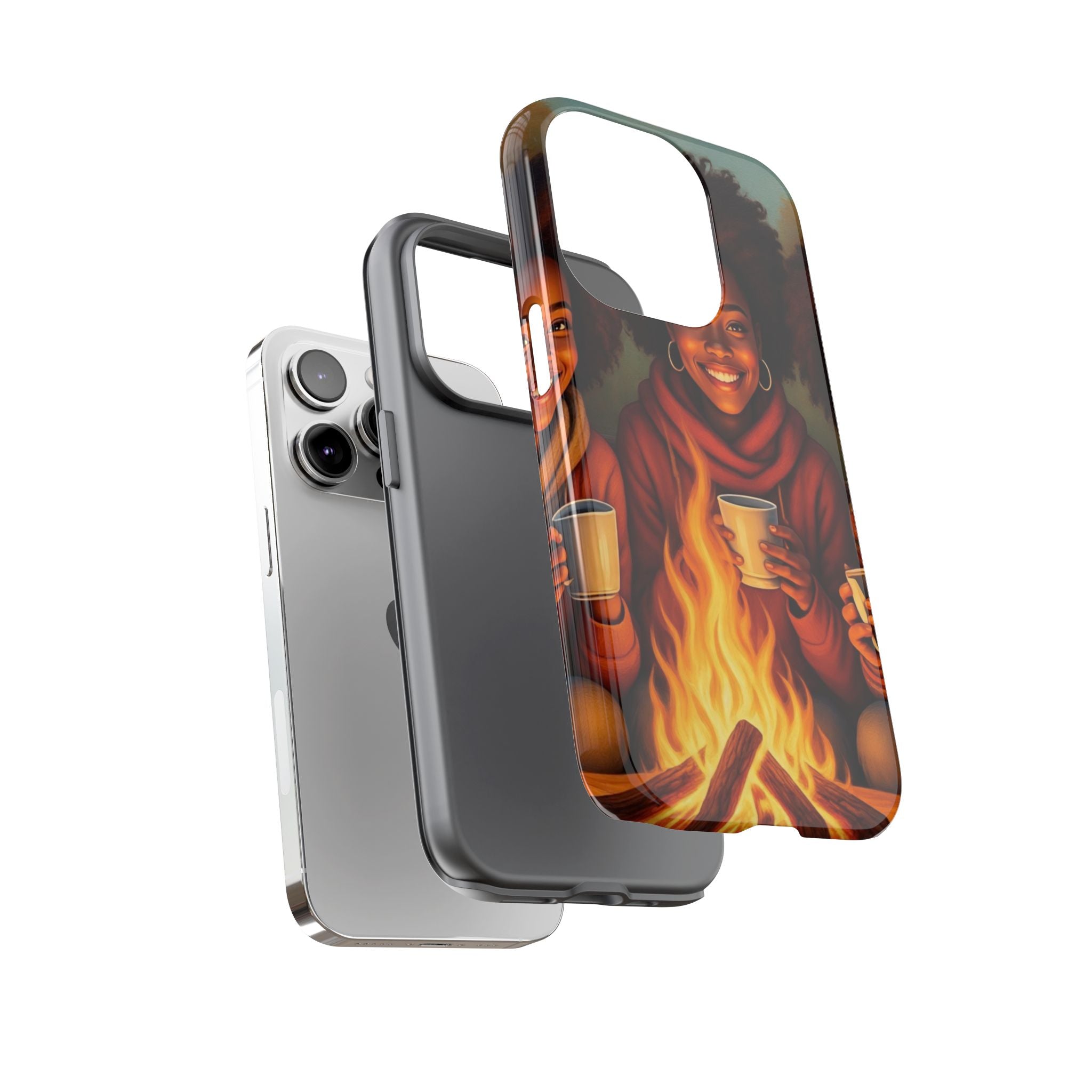 Cozy Phone Case for Campfire Lovers, Tough Cases with Inspirational Design, Perfect Gift for Friends, Birthday Present, Nature Vibe