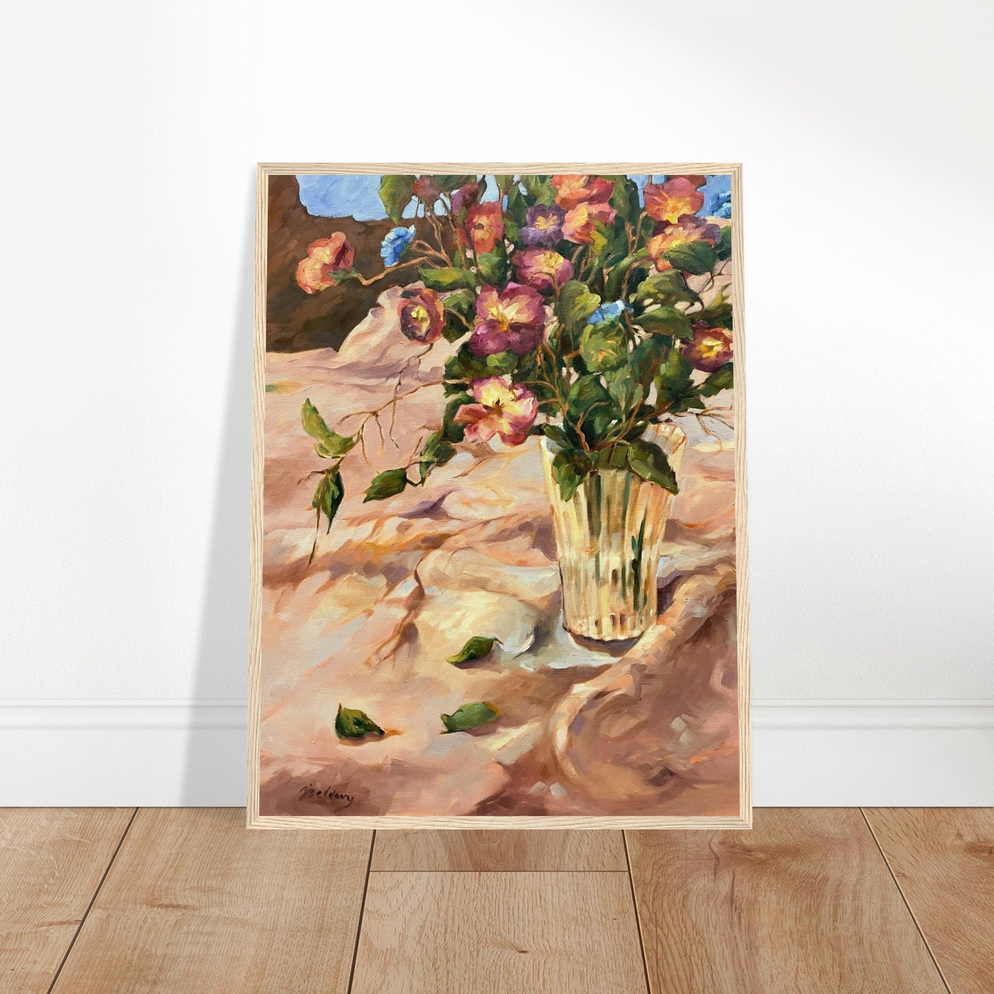 "Blossoms in Bloom" Still Life Floral | 18x24 inch Wooden Framed Art Print | Original Artwork by American Artist Barbara Cleary-3