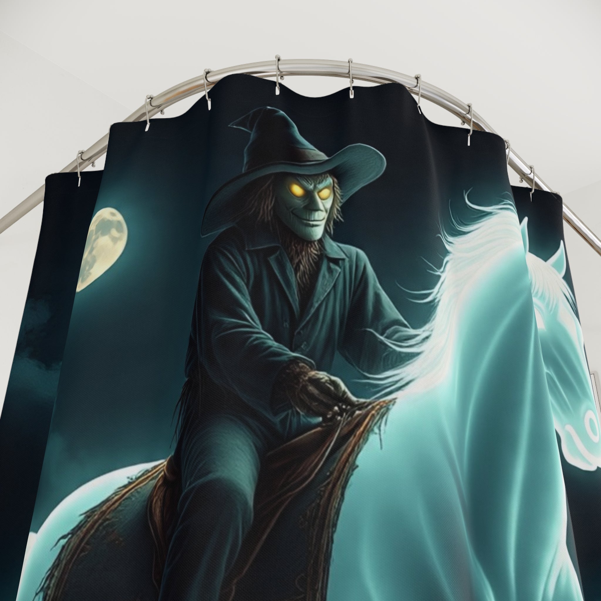 Halloween Shower Curtains with Scarecrow and Ghost Horse Design