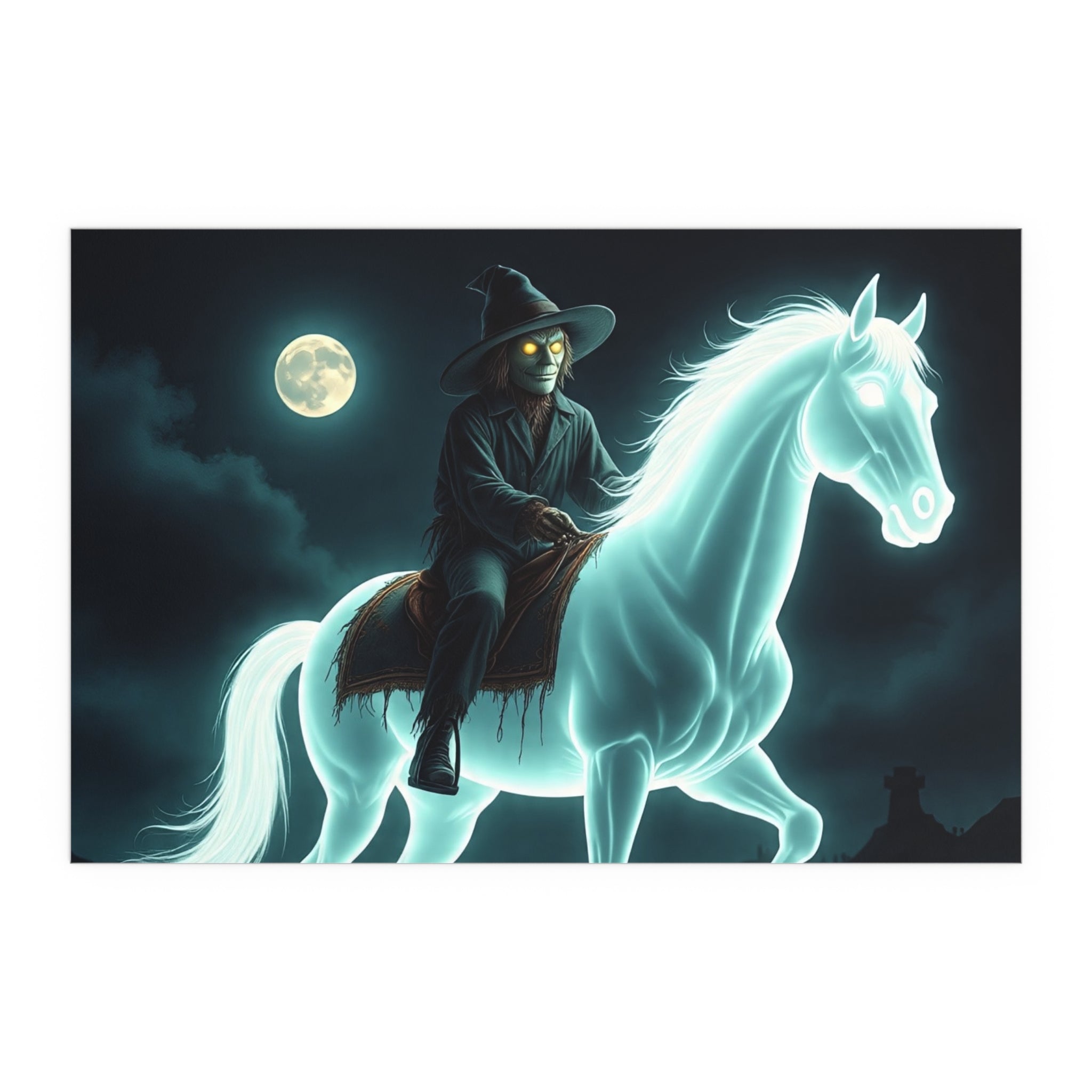 Mystical Wizard Horse Silk Poster, Home Decor, Halloween Art, Wall Art, Gift for Horse Lovers, Indoor and Outdoor Decoration