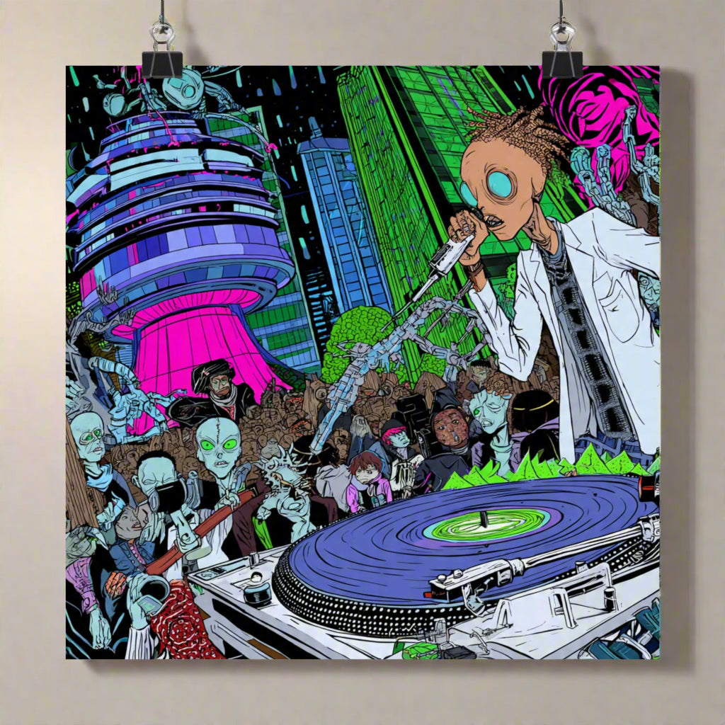 Vertical Poster - Alien DJ, Colorful Exclusive Design