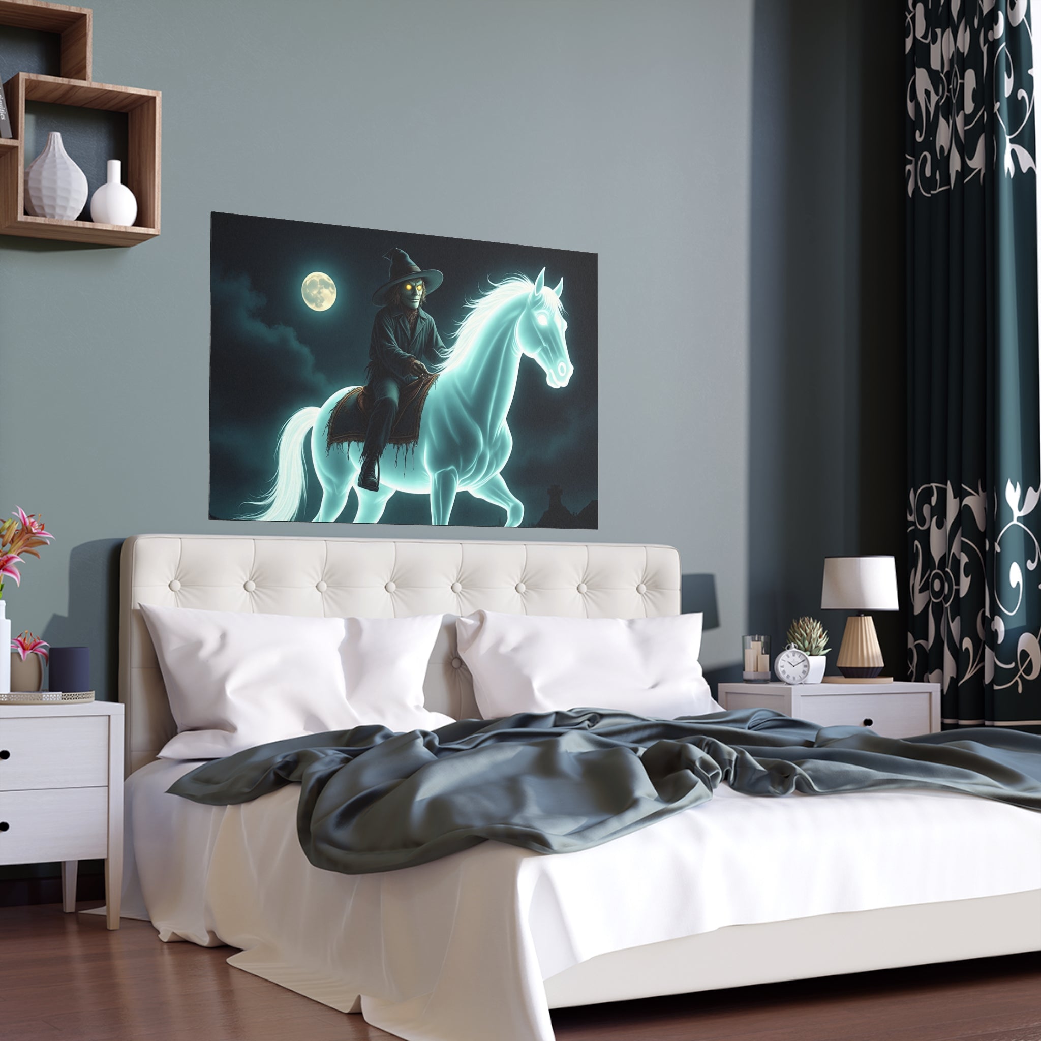 Mystical Wizard Horse Silk Poster, Home Decor, Halloween Art, Wall Art, Gift for Horse Lovers, Indoor and Outdoor Decoration