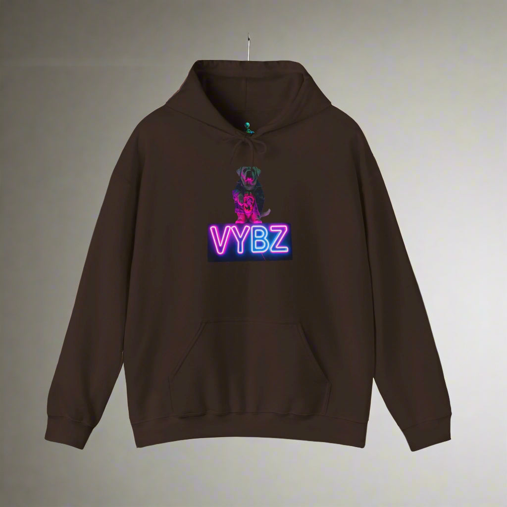 VYBZ Neon Dog Vibe Hoodie, Dog Lover Gift, Unisex Sweatshirt, Cozy Fashion, Music Festival Apparel, Streetwear Style
