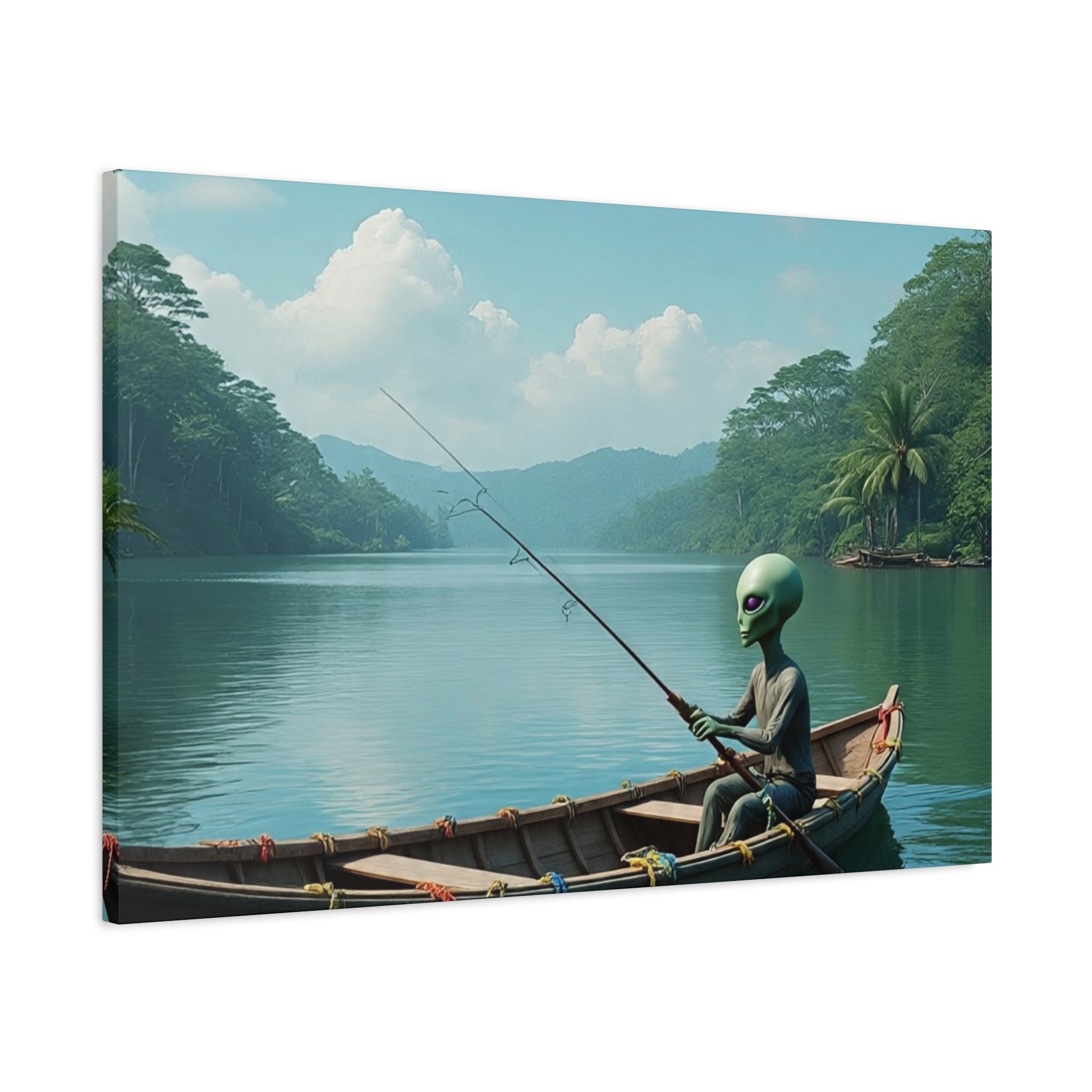 Alien Fishing Canvas Art