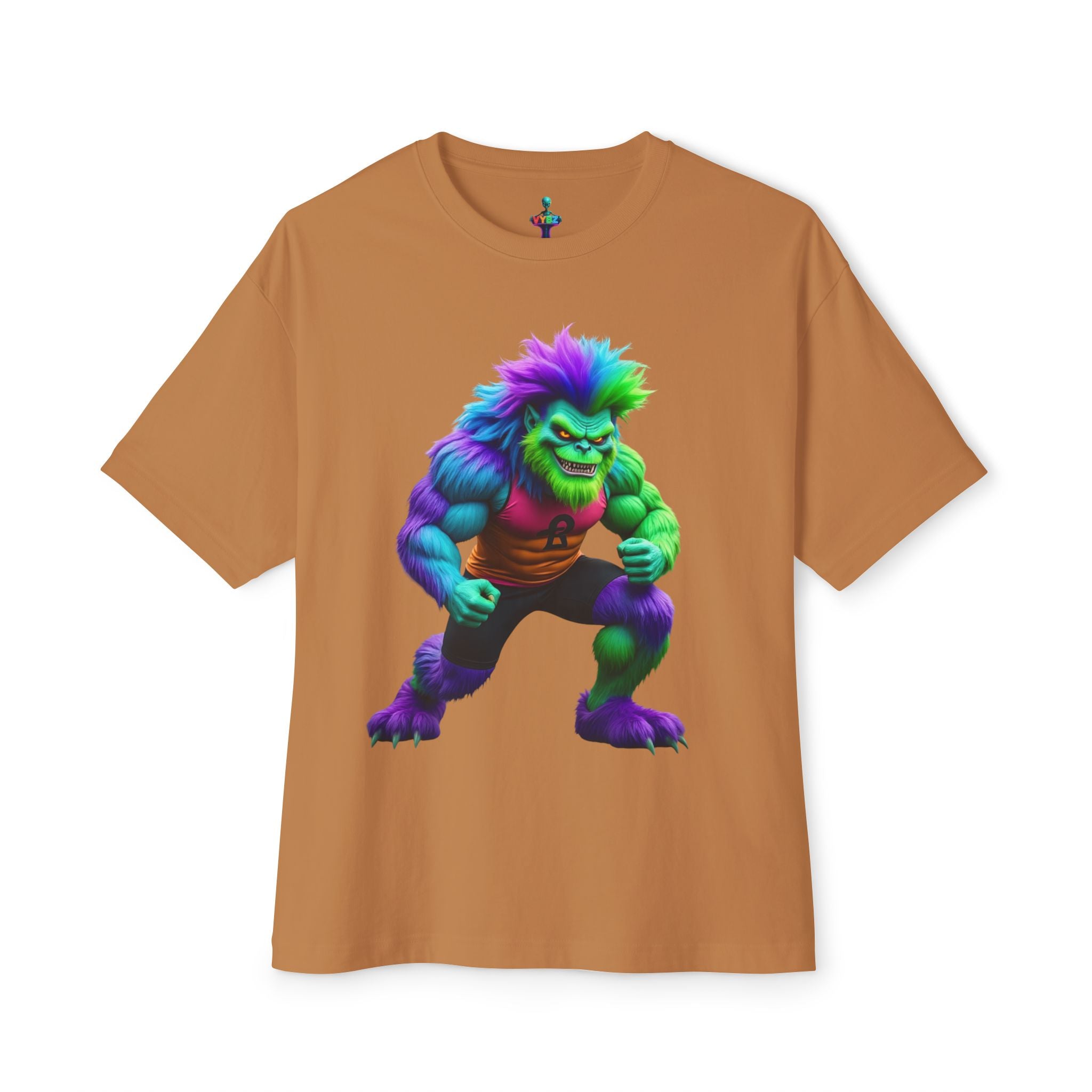 VYBZ Colorful Monster Graphic Tee, Fun Unisex Boxy Shirt, Casualwear for Kids & Adults, Gifts for Birthdays, Festivals, Summer Vibes, Streetwear