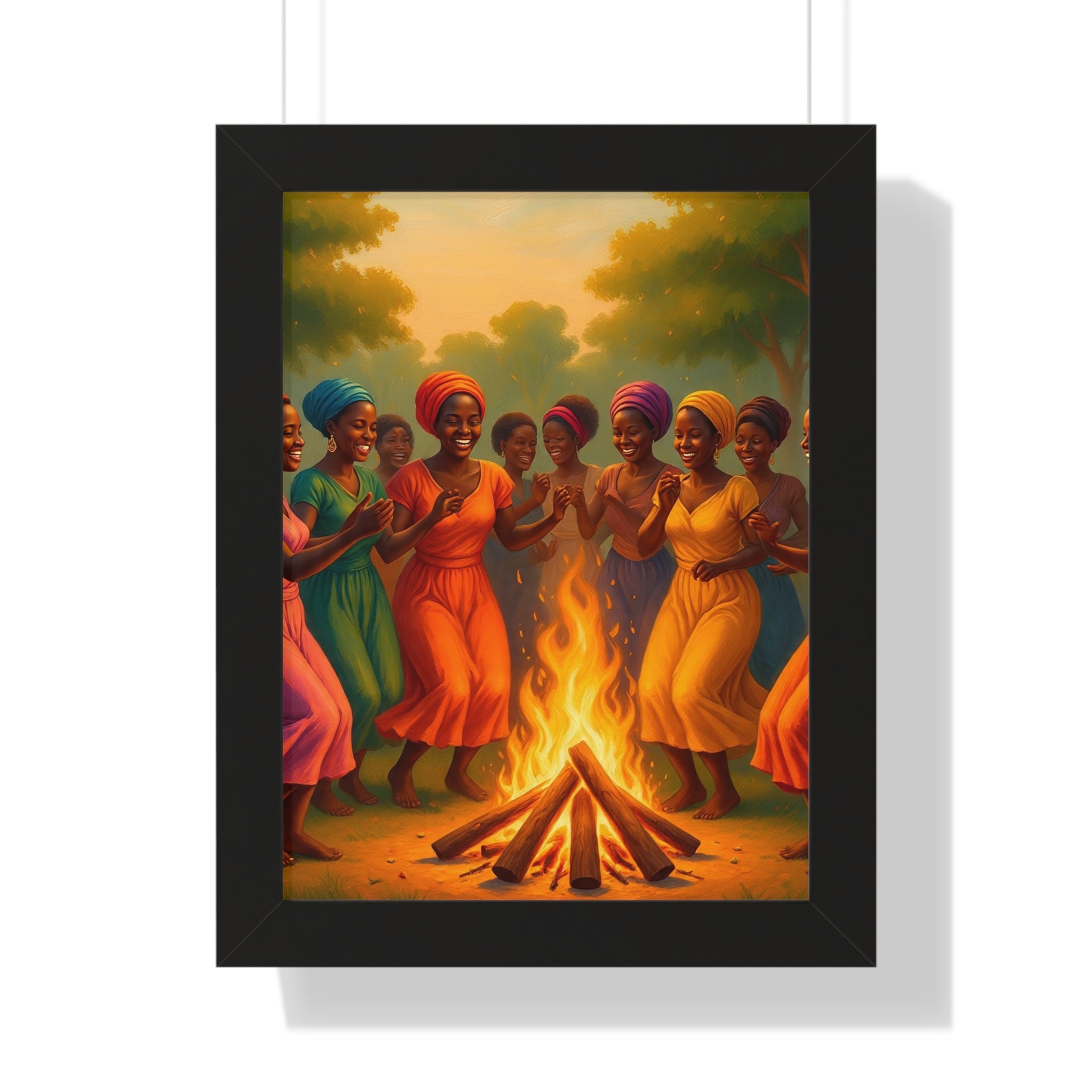 African Women Dance Bonfire Poster