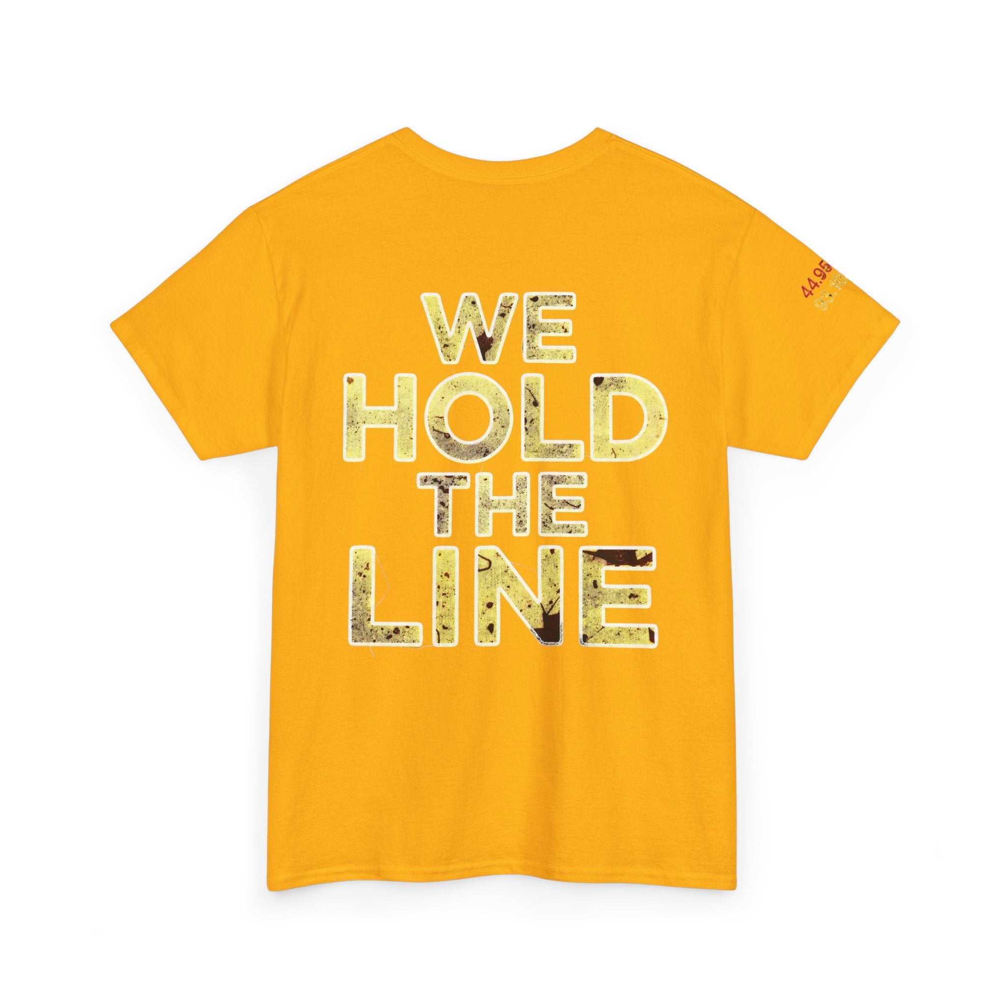 North Star Rebel Tee — Minnesota Map Shirt with "We Hold The Line" Gold Back Print