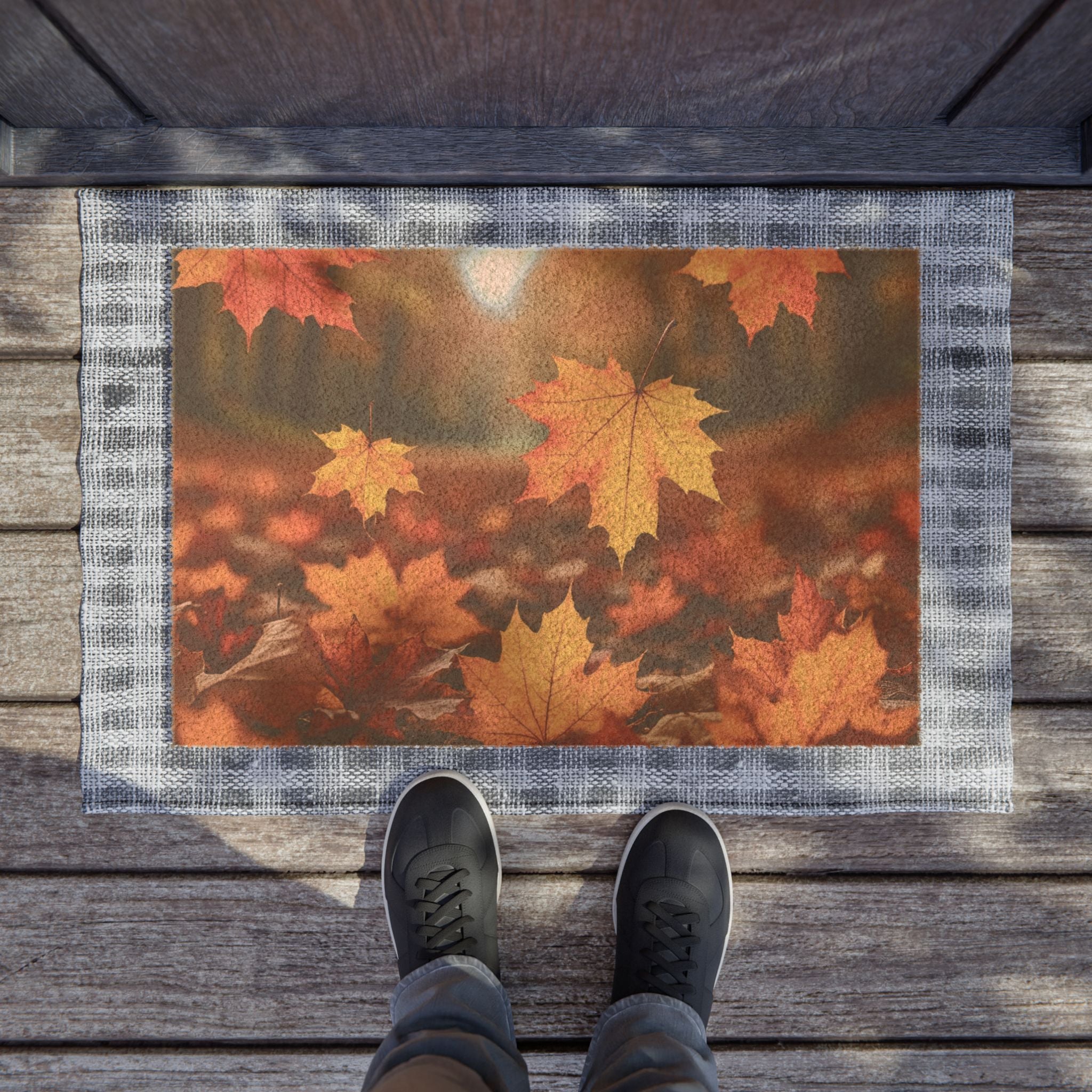 Autumn Leaves Doormat | Cozy Fall Welcome Mat, Front Porch Decor, Fall Home Decor, Seasonal Entryway Rug, Thanksgiving Decoration