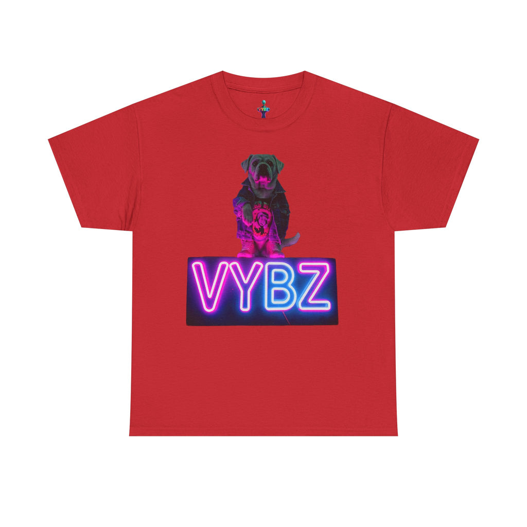 Neon Dog VYBZ Tee, Unisex Heavy Cotton T-Shirt, Casual Wear, Pet Lovers Gift, Streetwear Style, Dog Lover Apparel