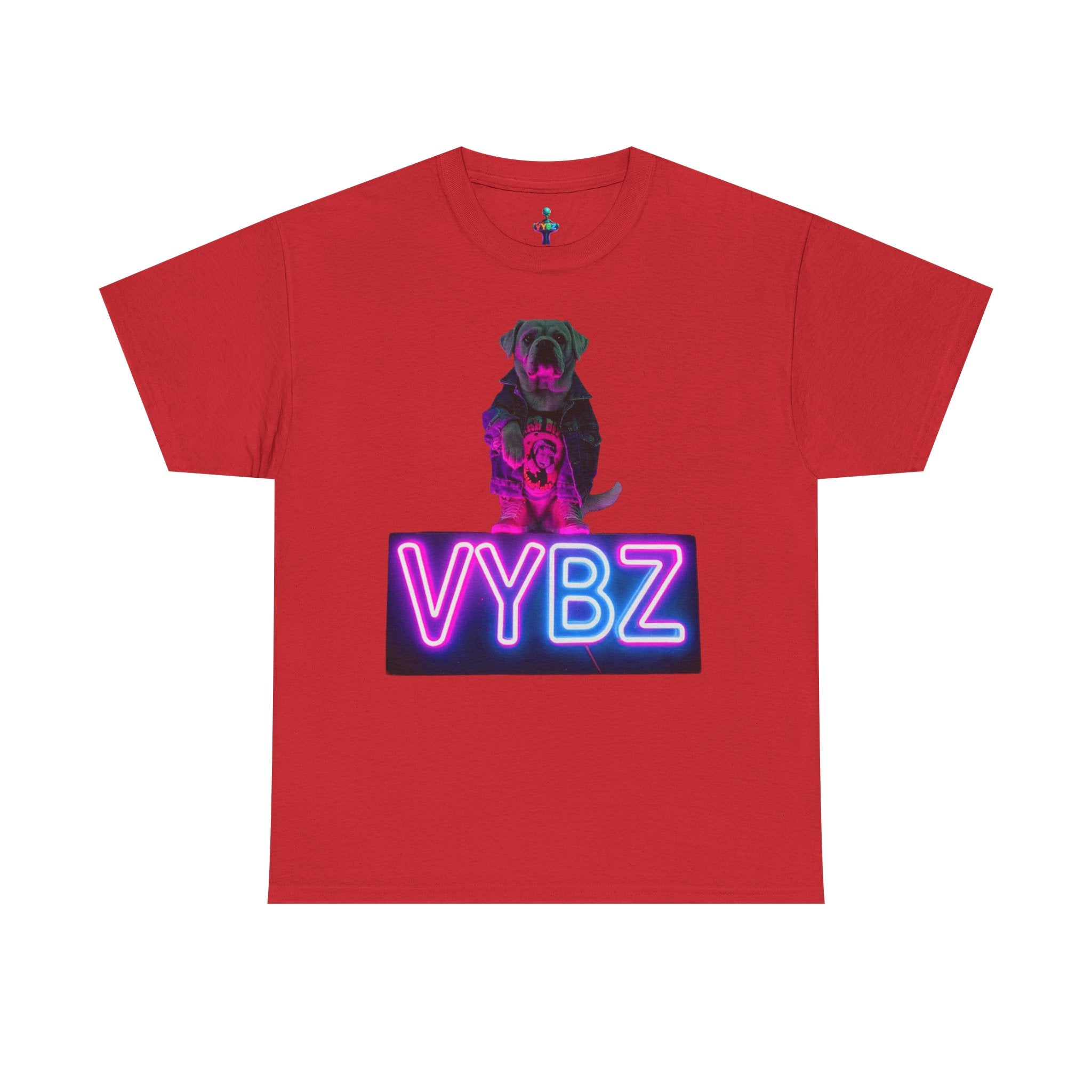 Neon Dog VYBZ Tee, Unisex Heavy Cotton T-Shirt, Casual Wear, Pet Lovers Gift, Streetwear Style, Dog Lover Apparel