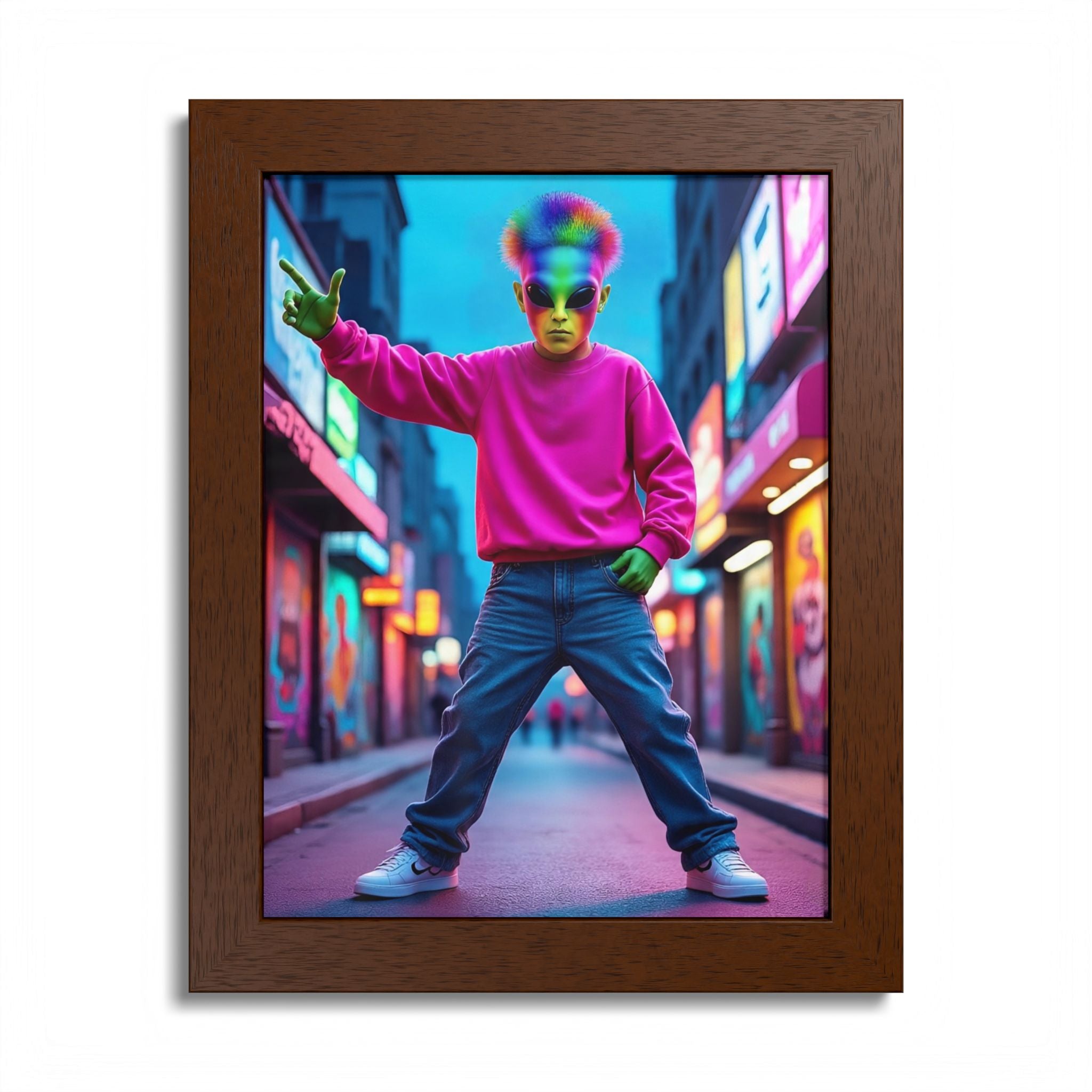Vibrant Framed Poster, Colorful Wall Art for Home Décor, Funky Room Decoration, Unique Gift for Art Lovers, Retro Vibes, Pop Culture