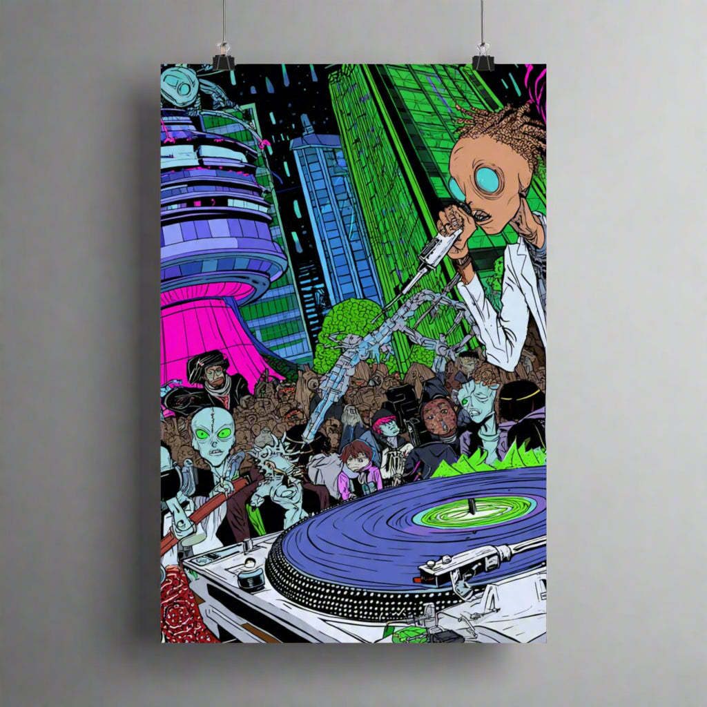 Vertical Poster - Alien DJ, Colorful Exclusive Design
