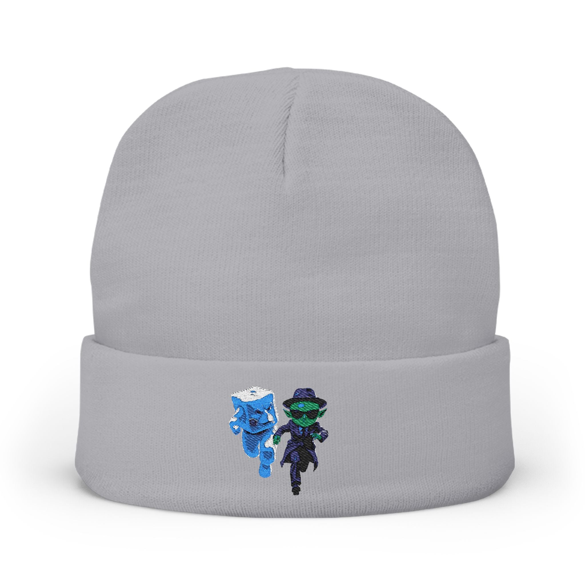 Alien Ice Knit Beanie, Embroidered Winter Hat