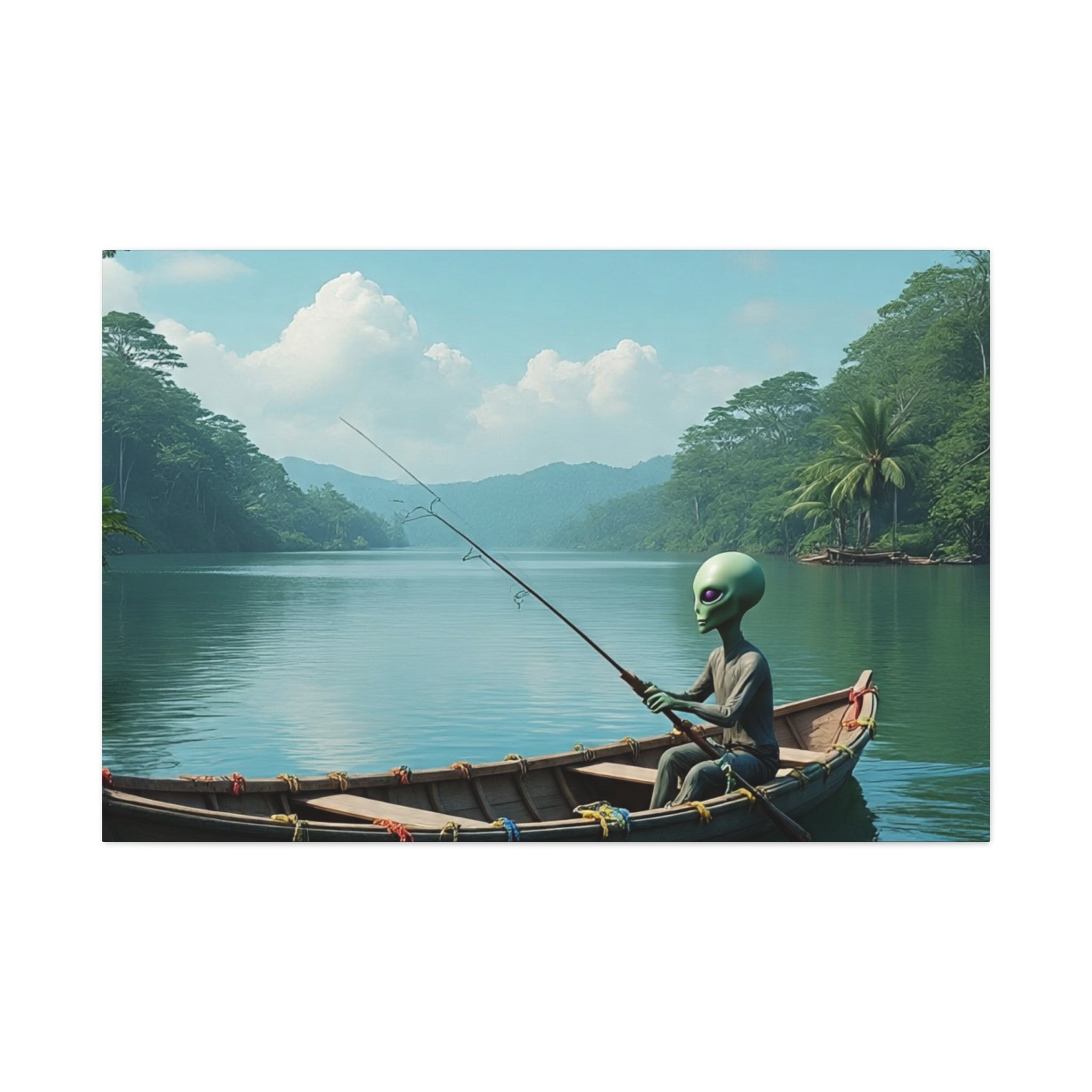 Alien Fishing Canvas Art