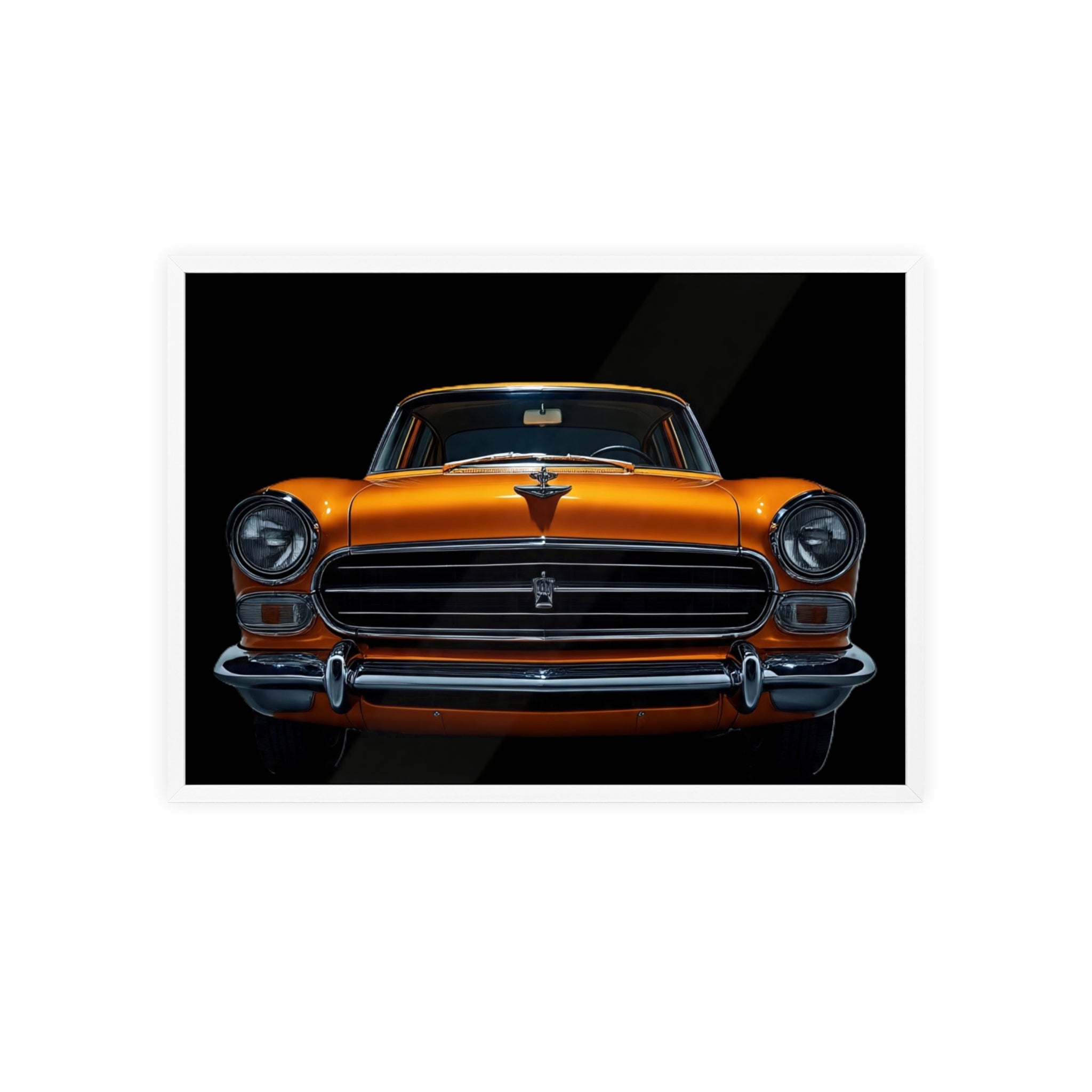 Classic Car Art Poster with Wooden Frame, Vintage Auto Decor, Gift for Car Lovers, Retro Wall Art, Home & Office Decoration