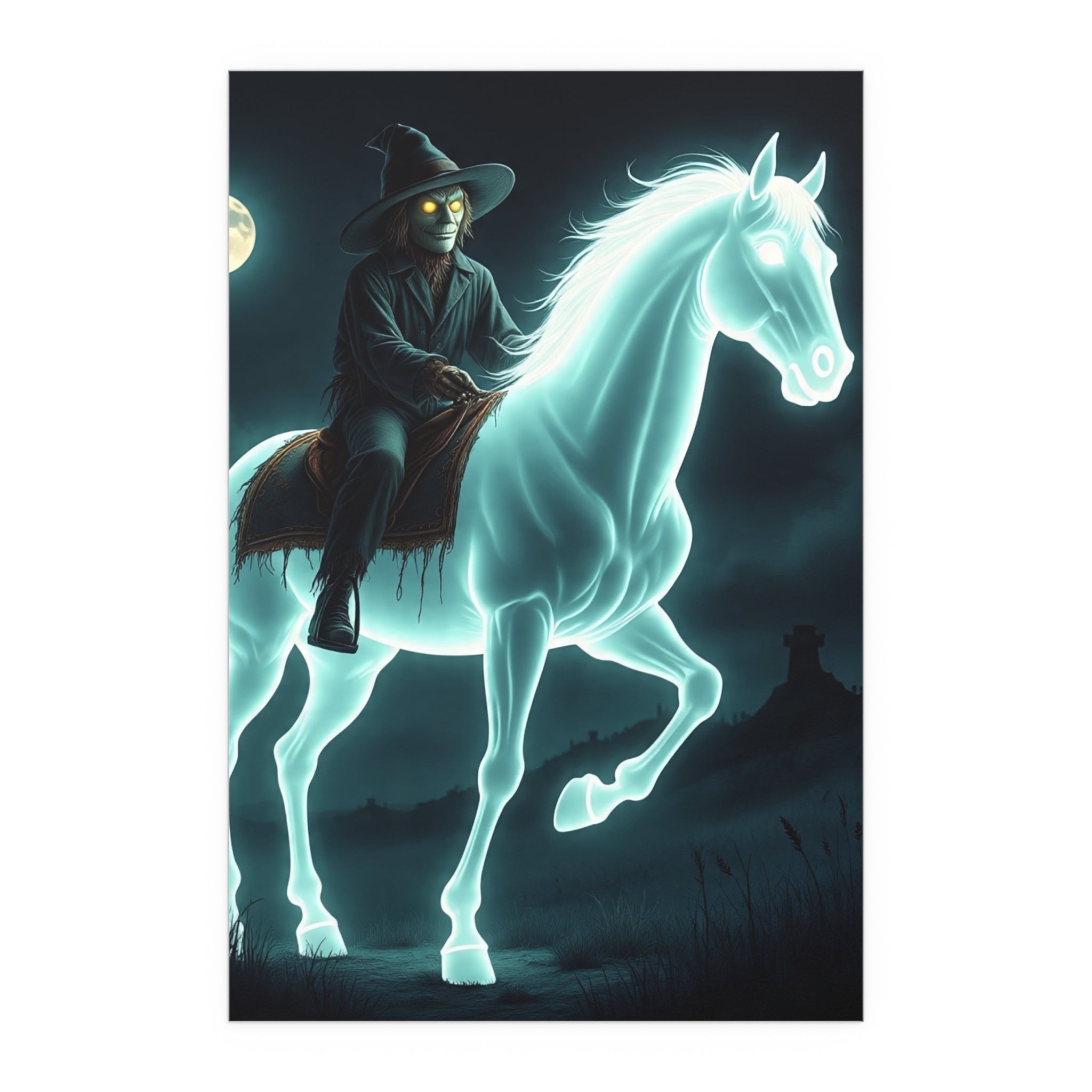 Mystical Wizard Horse Silk Poster, Home Decor, Halloween Art, Wall Art, Gift for Horse Lovers, Indoor and Outdoor Decoration