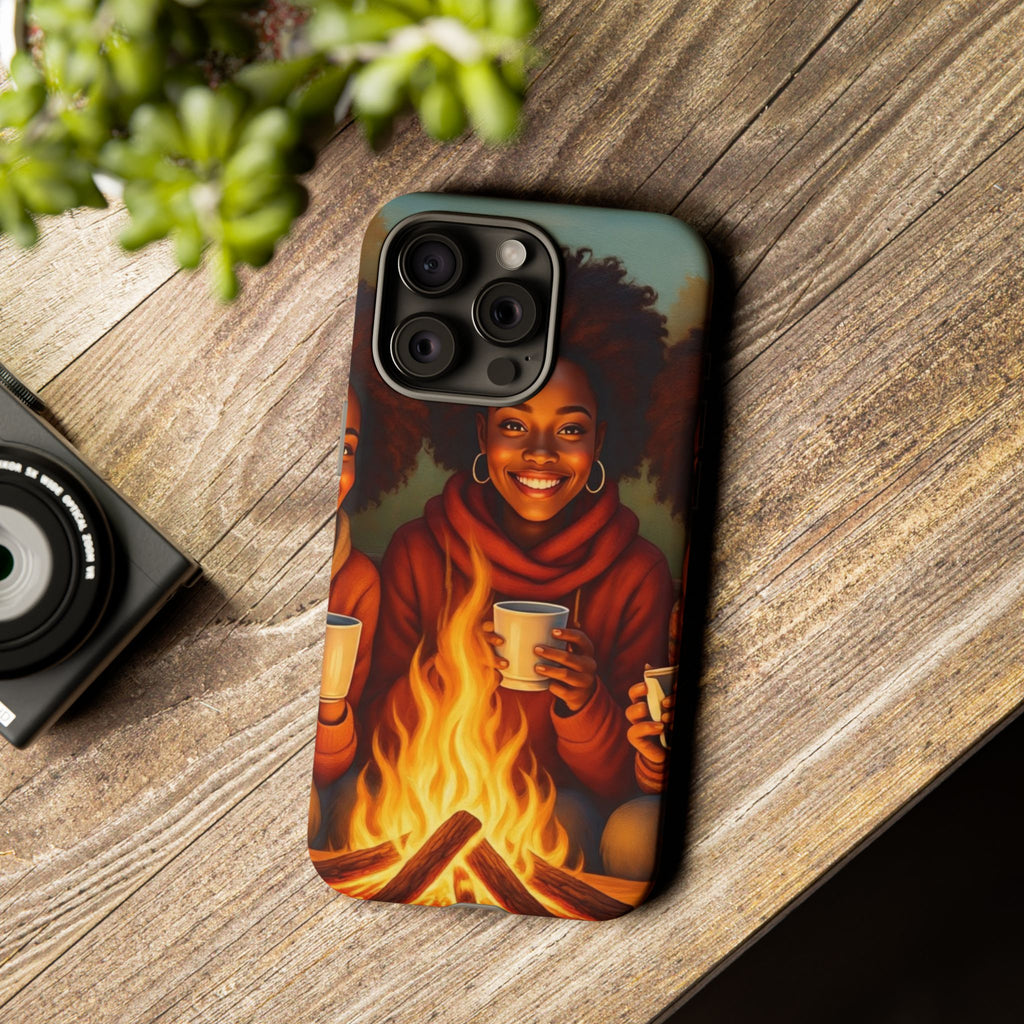 Cozy Phone Case for Campfire Lovers, Tough Cases with Inspirational Design, Perfect Gift for Friends, Birthday Present, Nature Vibe