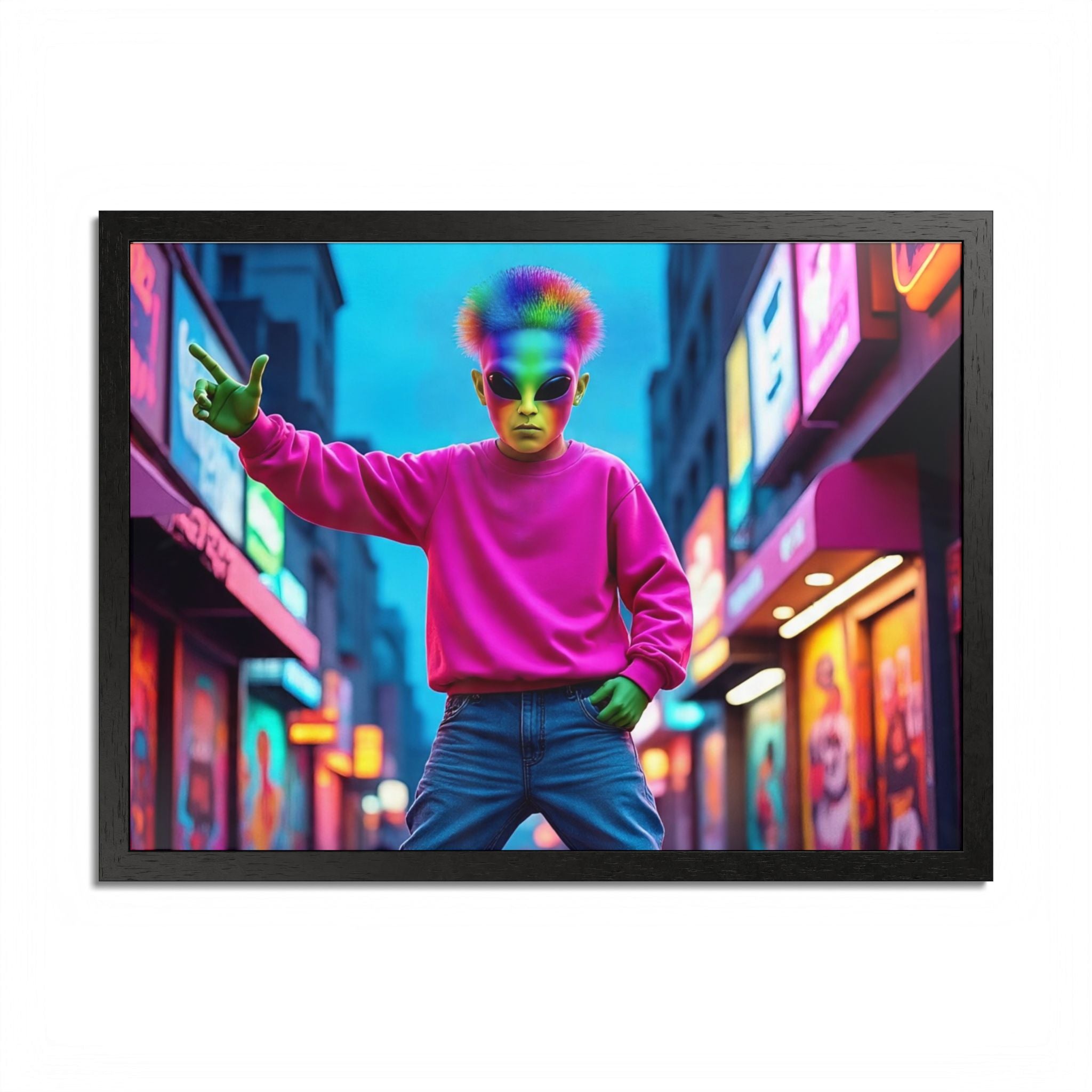 Vibrant Framed Poster, Colorful Wall Art for Home Décor, Funky Room Decoration, Unique Gift for Art Lovers, Retro Vibes, Pop Culture
