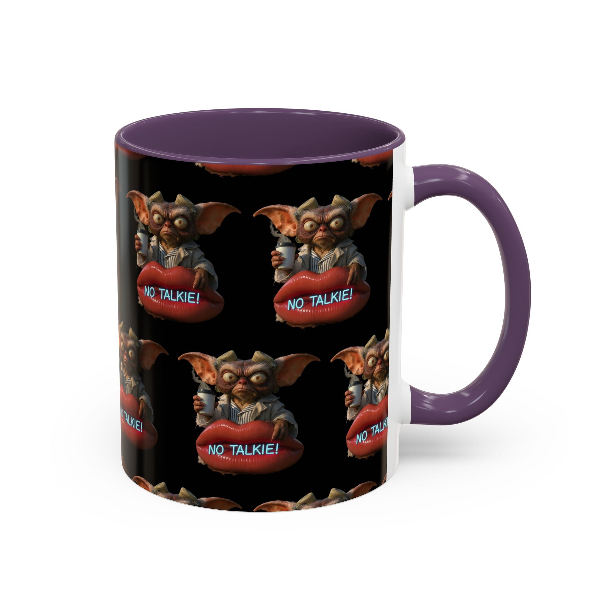 No Talkie Coffee Mug — Funny Grumpy Creature Accent Mug (11/15oz)
