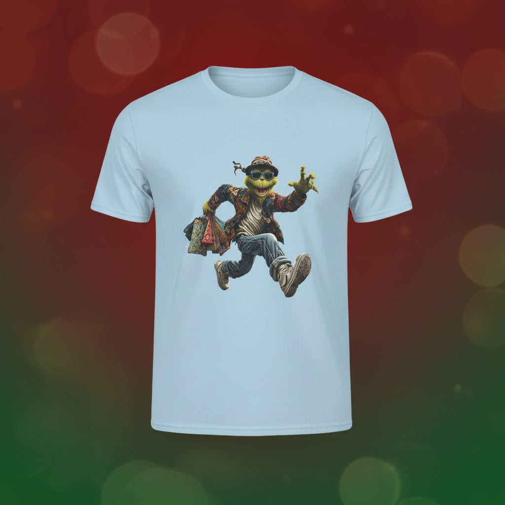 Light blue t-shirt with a character graphic on a white background