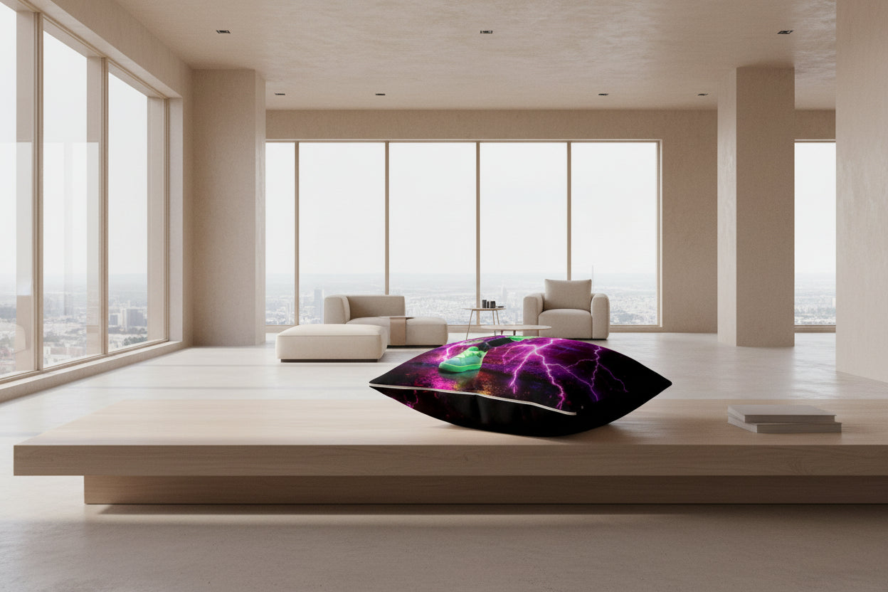 Electric Neon 'Plugz Living' Decorative Pillow — 612 Misfits Graphic Throw Cushion