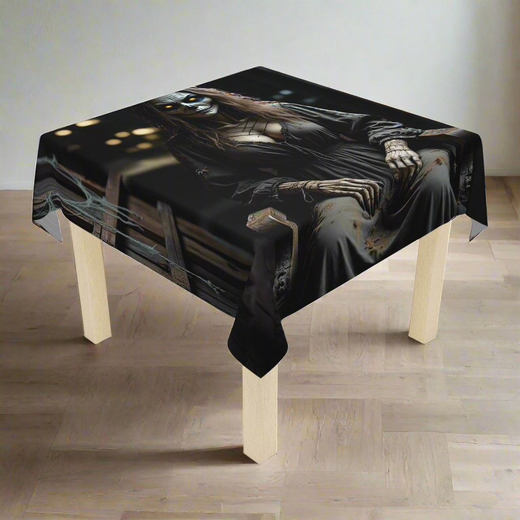 Spooky Queen Tablecloth | Halloween Decor, Table Cover, Gothic Home Accent, Dark Aesthetic, Witchy Table Setting