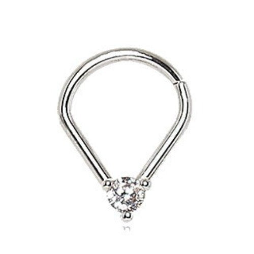 316L Stainless Steel Jeweled Teardrop Shaped Seamless Ring-2