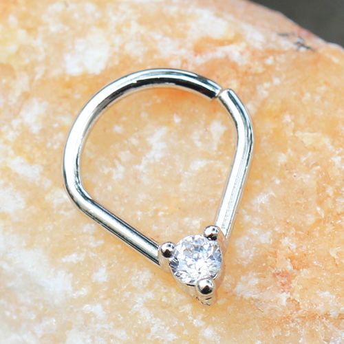 316L Stainless Steel Jeweled Teardrop Shaped Seamless Ring-0