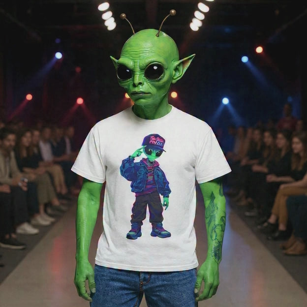 VYBZ Vibrant Alien Graphic Tee - Unisex Heavy Cotton Tee for Casual Wear, Gifts, Streetwear, Festivals, Unique Style
