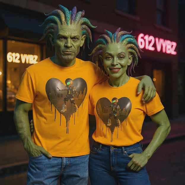 Urban Alien Heart T‑Shirt — Dripping Space Love Graphic Tee