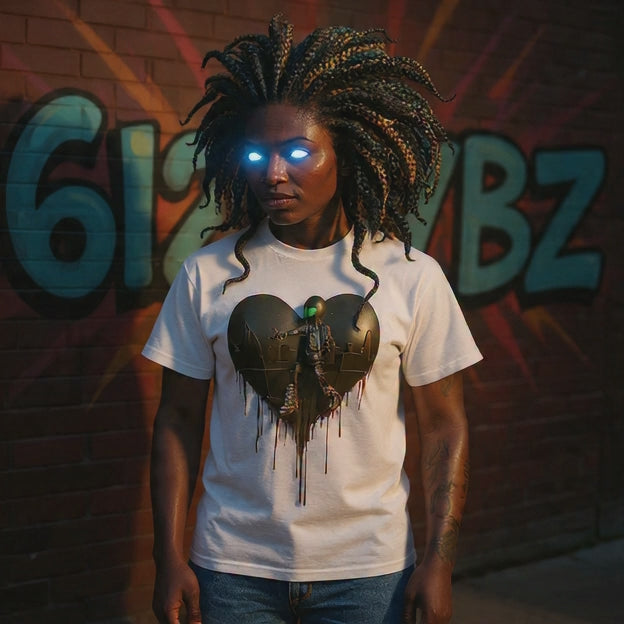 Urban Alien Heart T‑Shirt — Dripping Space Love Graphic Tee