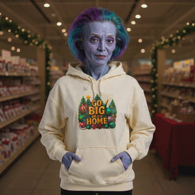 Go Big or Go Home Hoodie — Festive Christmas Ornament & Tree Holiday Sweatshirt