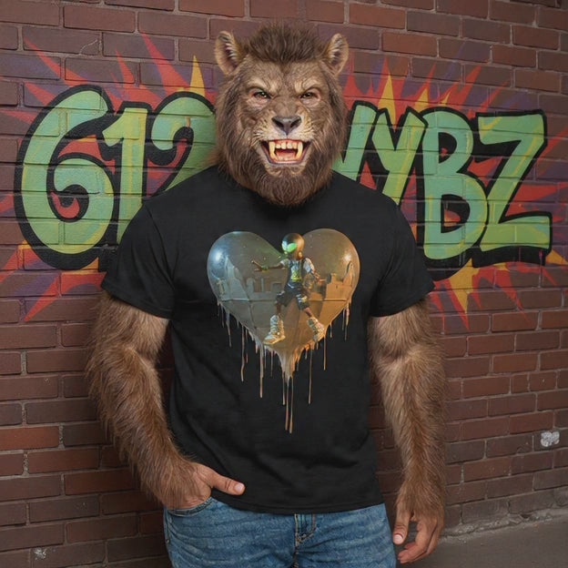 Urban Alien Heart T‑Shirt — Dripping Space Love Graphic Tee