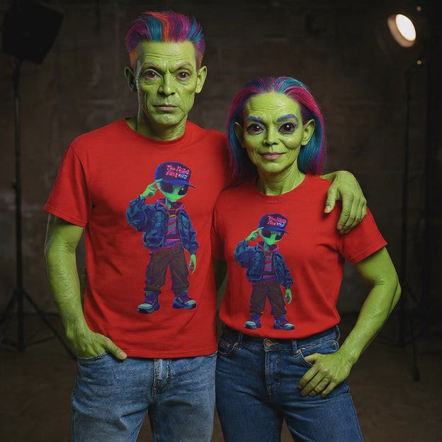 VYBZ Vibrant Alien Graphic Tee - Unisex Heavy Cotton Tee for Casual Wear, Gifts, Streetwear, Festivals, Unique Style